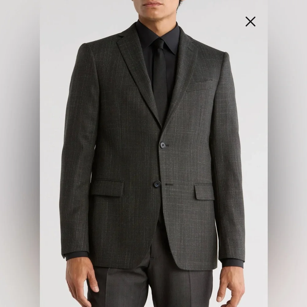 John Varvatos Star USA Charcoal Wool Blazer - 38R - Single Needle Tailored
